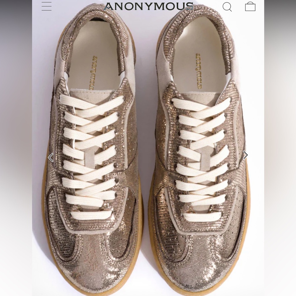 🌼FOUND🌼 Anonymous Copenhagen Dabbie Metallic Gold Glitter Sneakers SIZE 38